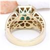 Image 3 : 3.50 CTW Natural Emerald 14K Solid Yellow Gold Diamond Ring