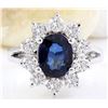 Image 1 : 2.38 CTW Natural Sapphire 18K Solid White Gold Diamond Ring