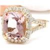 Image 2 : 4.63 CTW Natural Morganite 14K Solid Yellow Gold Diamond Ring
