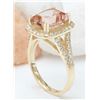 Image 4 : 4.63 CTW Natural Morganite 14K Solid Yellow Gold Diamond Ring