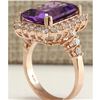Image 3 : 8.07 CTW Natural Amethyst And Diamond Ring In 14K Solid Rose Gold