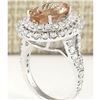 Image 3 : 5.12 CTW Natural Morganite And Diamond Ring In 14k White Gold