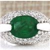 Image 1 : 5.08 CTW Natural Emerald And Diamond Ring In 14k White Gold