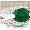 Image 2 : 5.08 CTW Natural Emerald And Diamond Ring In 14k White Gold