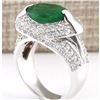 Image 3 : 5.08 CTW Natural Emerald And Diamond Ring In 14k White Gold