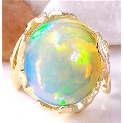 11.08 CTW Natural Opal 14K Solid Yellow Gold Ring