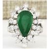 Image 1 : 5.20 CTW Natural Emerald And Diamond Ring In 14k White Gold