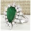 Image 2 : 5.20 CTW Natural Emerald And Diamond Ring In 14k White Gold