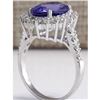 Image 3 : 5.08 CTW Natural Blue Tanzanite And Diamond Ring In 14K White Gold