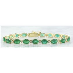 15.29 CTW Emerald 18K Yellow Gold Diamond Bracelet