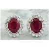 Image 1 : 3.60 CTW Ruby 18K White Gold Diamond Earrings
