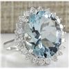 Image 2 : 11.26 CTW Natural Aquamarine And Diamond Ring In 14K Solid White Gold