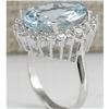 Image 3 : 11.26 CTW Natural Aquamarine And Diamond Ring In 14K Solid White Gold