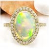 Image 1 : 3.60 CTW Natural Opal 14K Solid Yellow Gold Diamond Ring