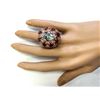 Image 4 : 14.145 CTW Natural Aquamarine Ruby Diamond Ring In 18K Multi-tone Gold