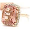 Image 2 : 11.04 CTW Natural Morganite 14K Solid Yellow Gold Diamond Ring