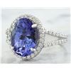 Image 2 : 6.10 CTW Tanzanite 18K White Gold Diamond Ring