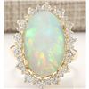 Image 1 : 7.31 CTW Natural Opal And Diamond Ring In 18K Yellow Gold