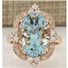 Image 1 : 8.27 CTW Natural Aquamarine And Diamond Ring In 18K Rose Gold