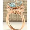 Image 3 : 8.27 CTW Natural Aquamarine And Diamond Ring In 18K Rose Gold