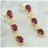 Image 2 : 2.65 CTW Ruby 14K Yellow Gold Diamond Earrings