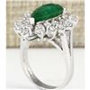 Image 3 : 5.20 CTW Natural Emerald And Diamond Ring In 18K White Gold