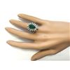 Image 4 : 5.20 CTW Natural Emerald And Diamond Ring In 18K White Gold