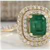 Image 2 : 2.33 CTW Natural Emerald And Diamond Ring In 14K Yellow Gold