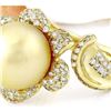 Image 2 : 11.28 mm Gold South Sea Pearl 14K Solid Yellow Gold Diamond Ring