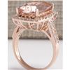 Image 3 : 7.12 CTW Natural Peach Morganite And Diamond Ring In 14K Solid Rose Gold