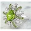 Image 2 : 4.80 CTW Peridot 18K White Gold Diamond Ring