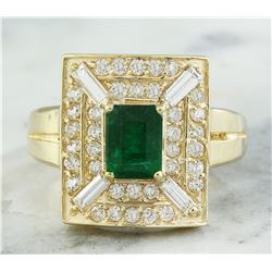 2.40 CTW Emerald 14K Yellow Gold Diamond Ring