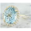 Image 2 : 7.07 CTW Aquamarine 18K Yellow God Diamond Ring