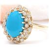 Image 2 : 3.88 CTW Natural Turquoise 18K Solid Yellow Gold Diamond Ring