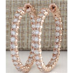 2.20 CTW Natural Diamond Hoop Earrings 14K Solid Rose Gold