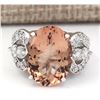 Image 1 : 8.58 CTW Natural Morganite And Diamond Ring In 14k White Gold