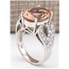 Image 3 : 8.58 CTW Natural Morganite And Diamond Ring In 14k White Gold