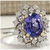 Image 2 : 5.20 CTW Natural Tanzanite Diamond Ring 14K Solid White Gold