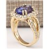 Image 3 : 8.95 CTW Natural Tanzanite And Diamond Ring In 18K Yellow Gold