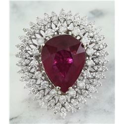 10.30 CTW Rubelite 14K White Gold Diamond Ring