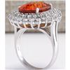 Image 3 : 12.01 CTW Natural Mandarin Garnet And Diamond Ring 14K Solid White Gold