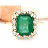 Image 1 : 4.50 CTW Natural Emerald 18K Solid Yellow Gold Diamond Ring