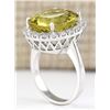 Image 3 : 12.16 CTW Natural Yellow Beryl And Diamond Ring 18K Solid White Gold