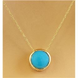 1.50 CTW Turquoise 14K Yellow Gold Necklace