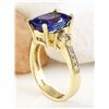 Image 4 : 5.65 CTW Natural Tanzanite 18K Solid Yellow Gold Diamond Ring