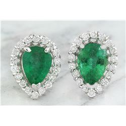 1.40 CTW Emerald 18K White Gold Diamond Earrings