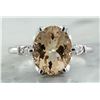 Image 1 : 3.41 CTW Morganite 18K White Gold Diamond Ring