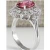 Image 3 : 5.43 CTW Natural Pink Tourmaline And Diamond Ring 14K Solid White Gold