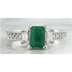 1.50 CTW Emerald 14K White Gold Diamond Ring