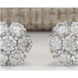 2.00 CTW Natural Diamond Earrings 18K Solid White Gold